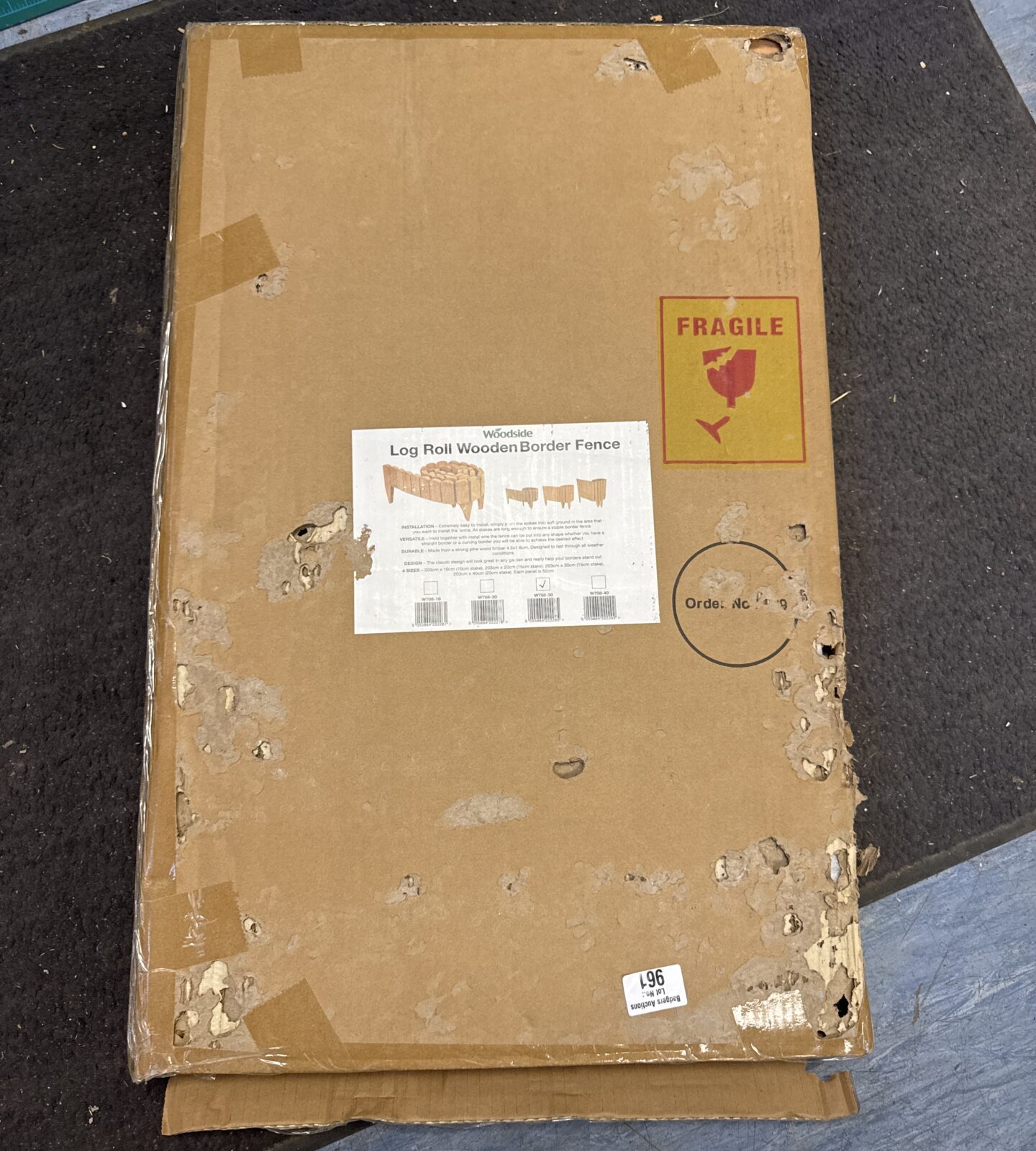 Log roll wooden border fence - appears new in box