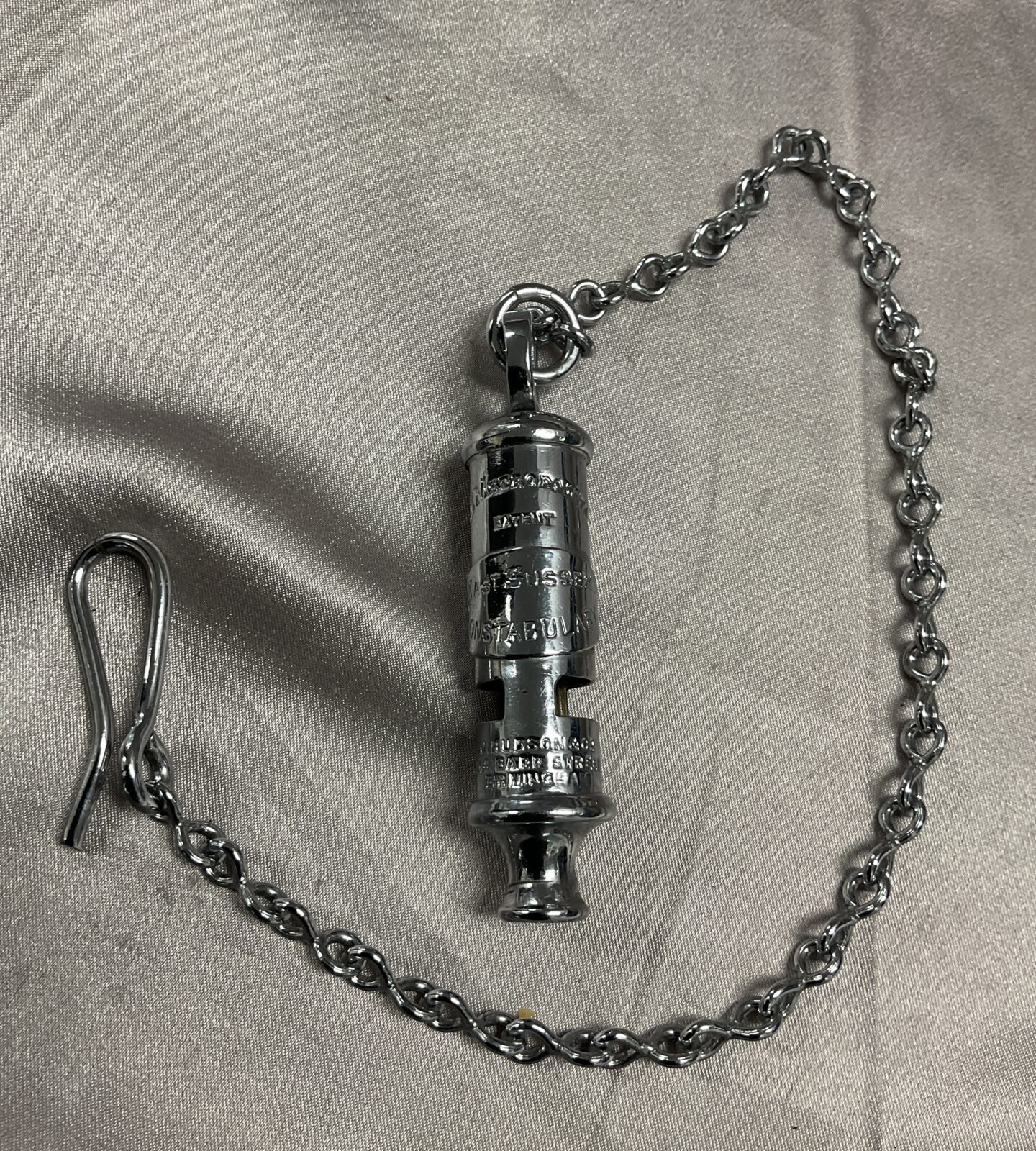 East Sussex constabulary police whistle and chain
