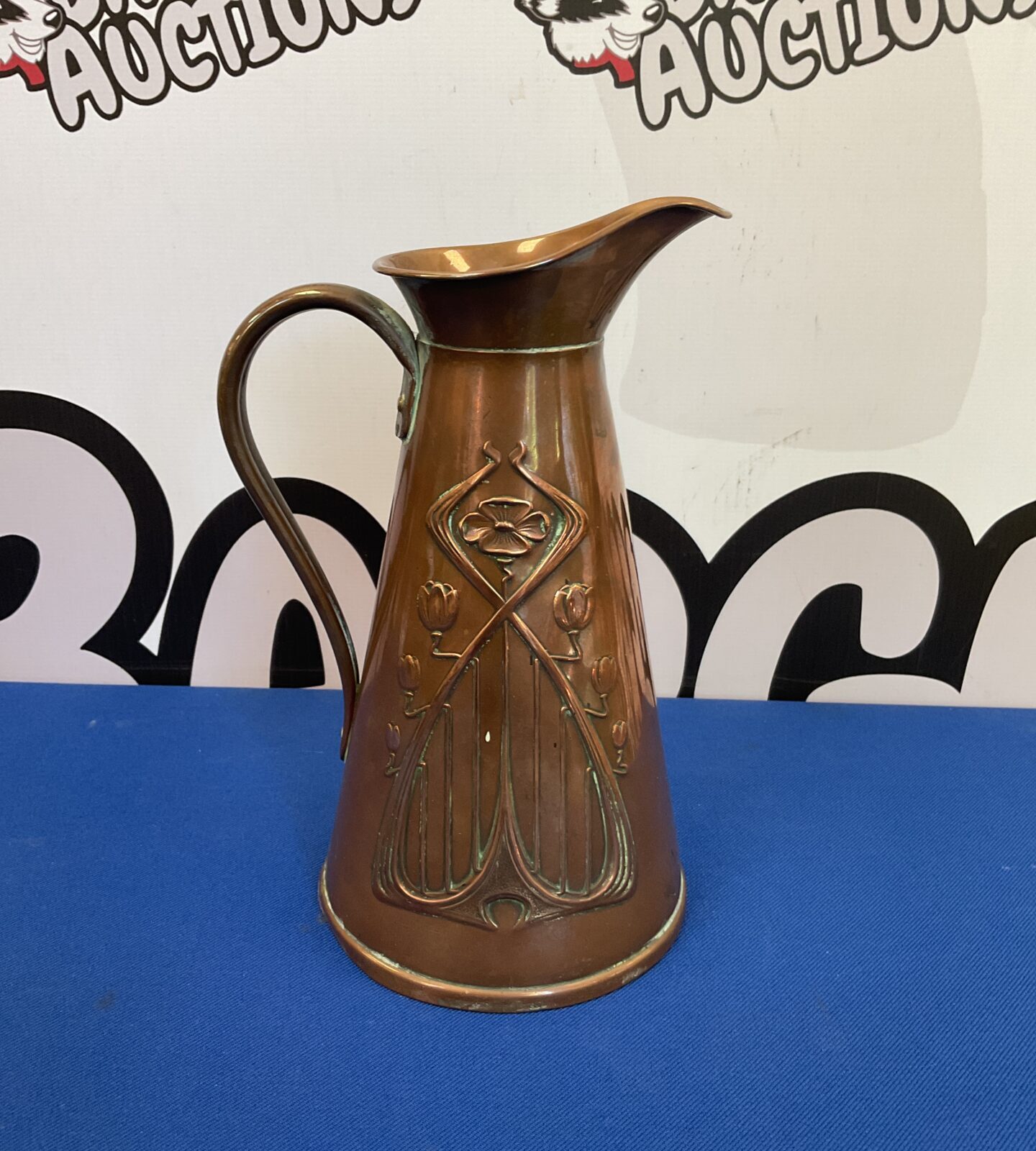 Joseph sankey & son copper pitcher 9” tall