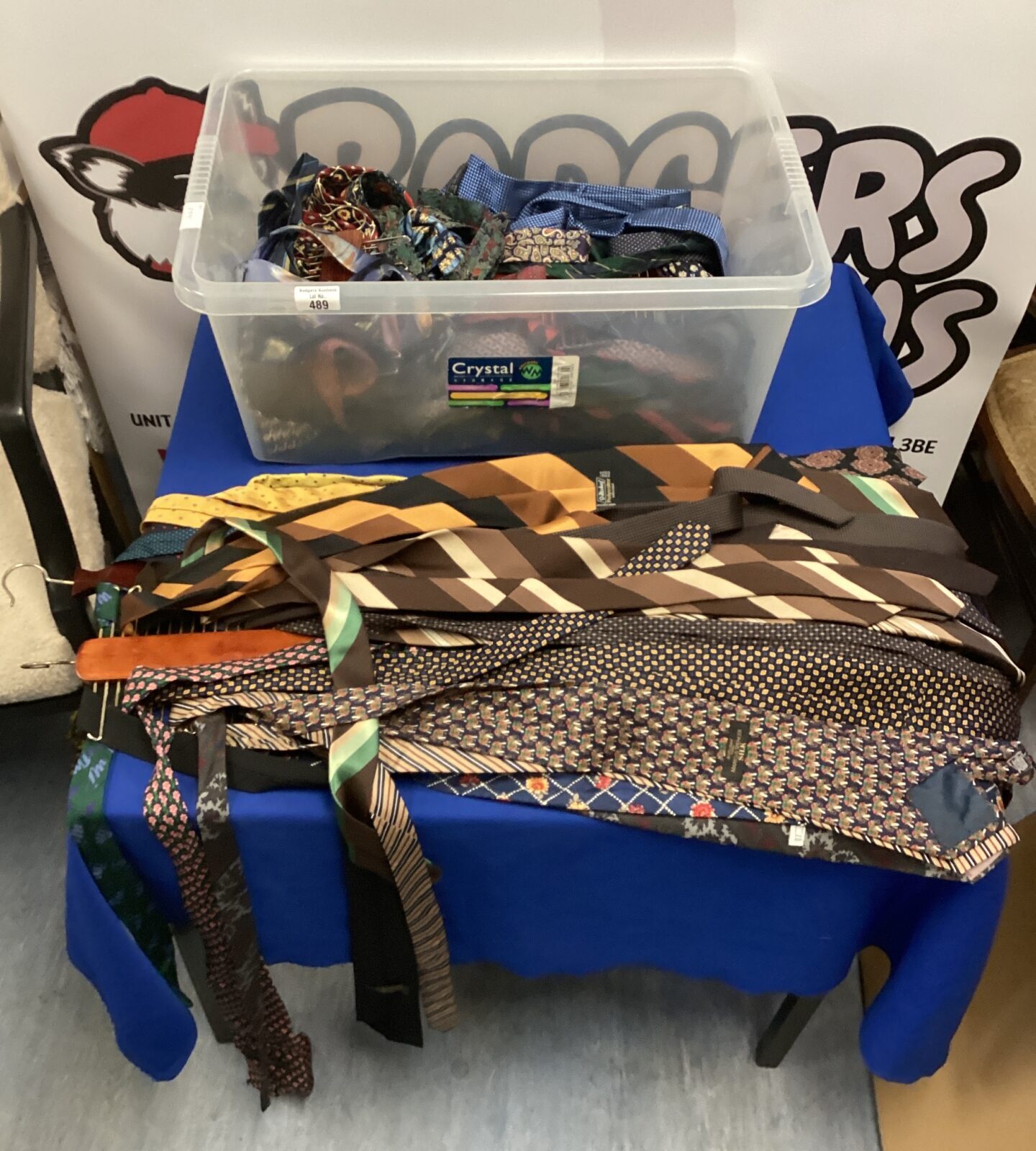 Box of assorted ties & tie racks inc St. Michael