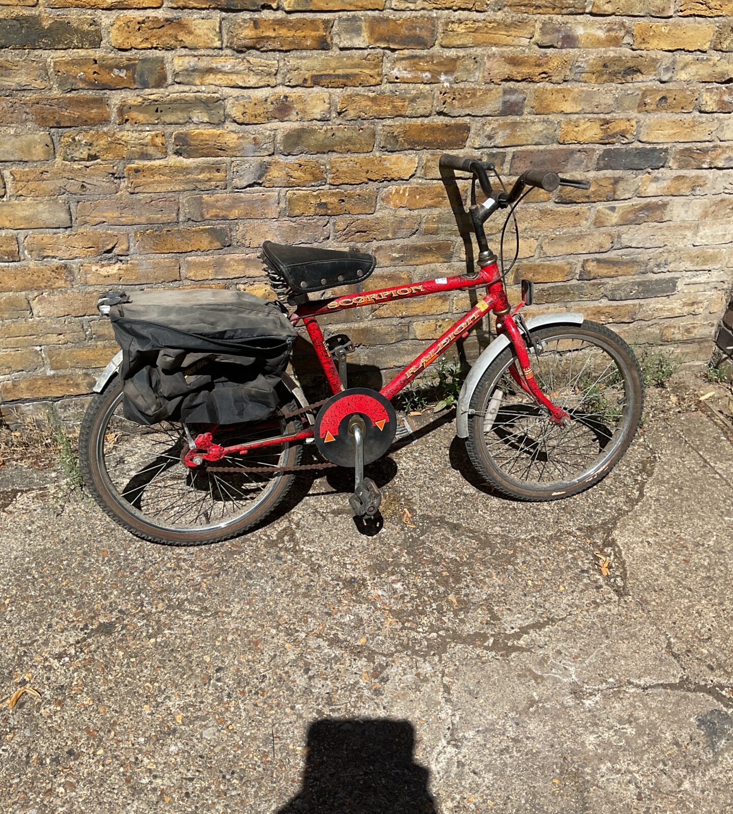 Releigh scorpion bike with octupus bike bag
