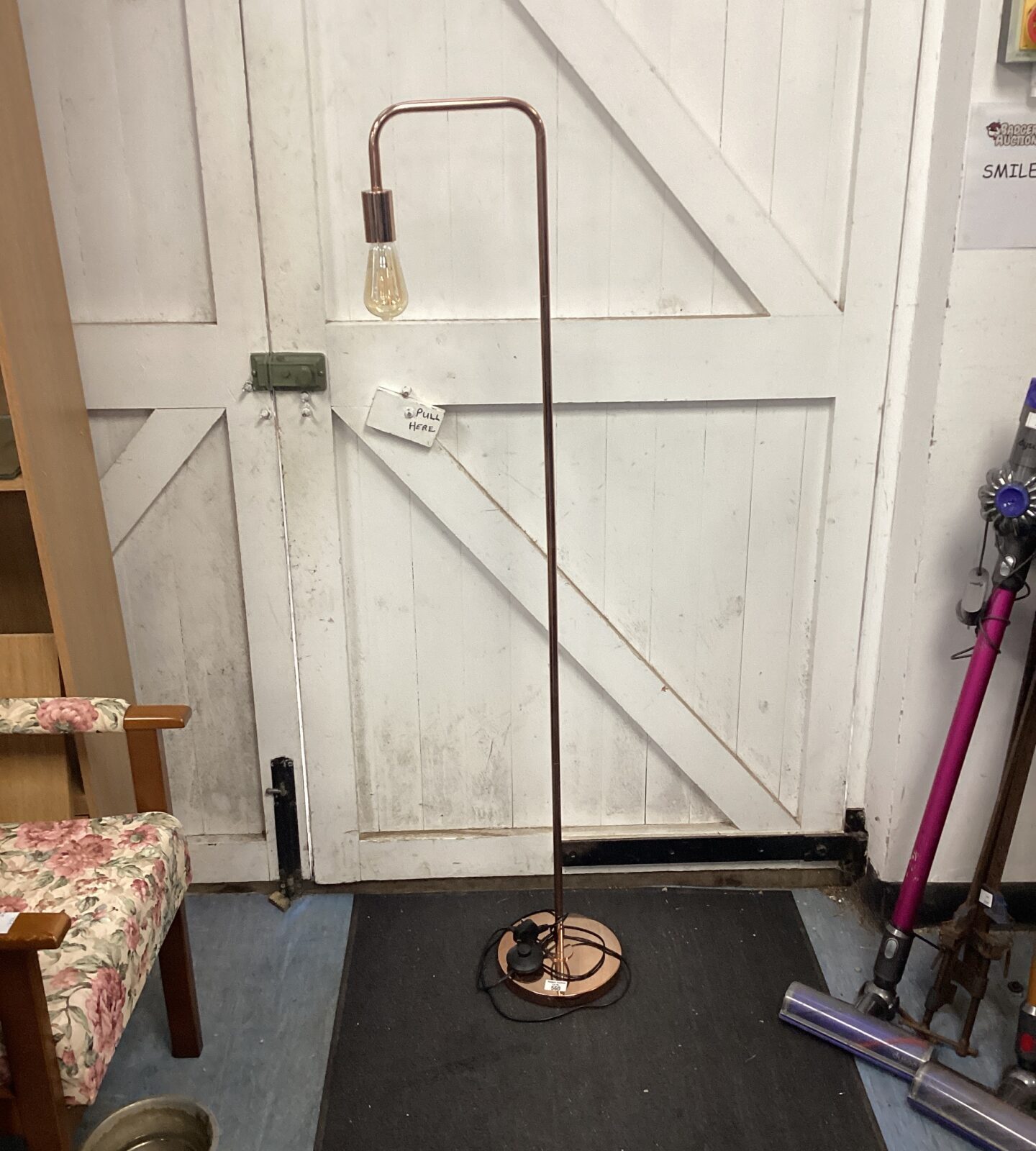 Rose gold effect standard lamp