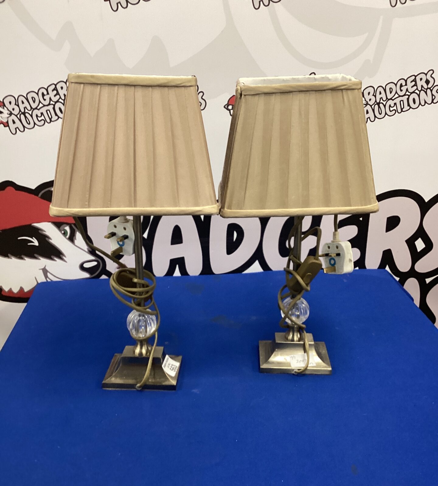 Pair of brass effect table lamps