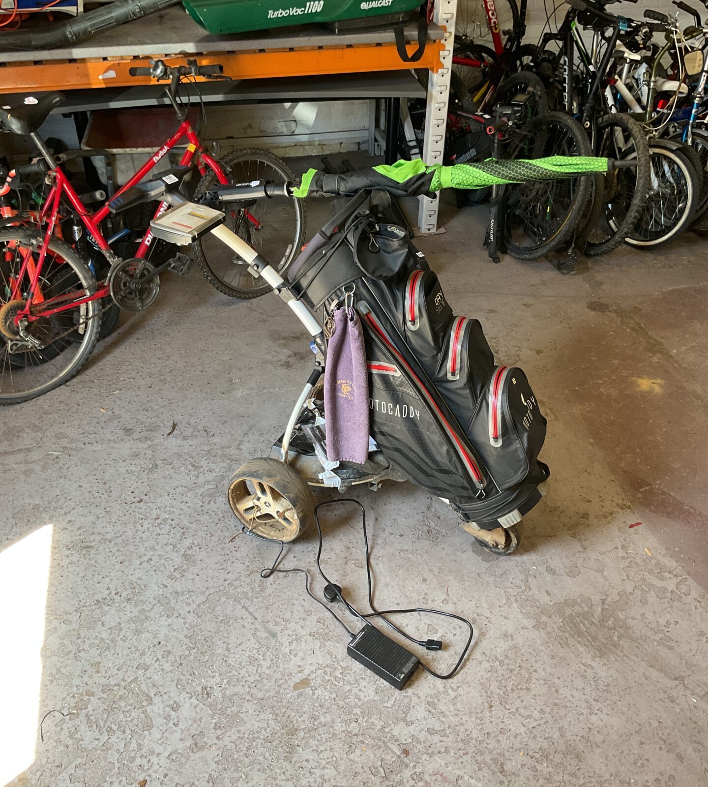 Motocaddy s series electric golf trolley with power supply, charger and manual tested working