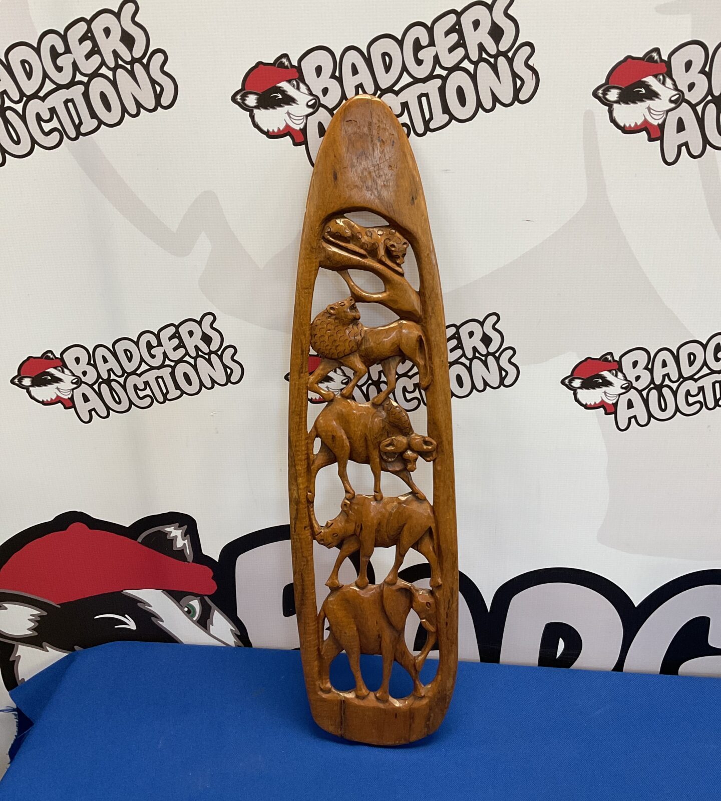 Hand carved wooden African wall carving