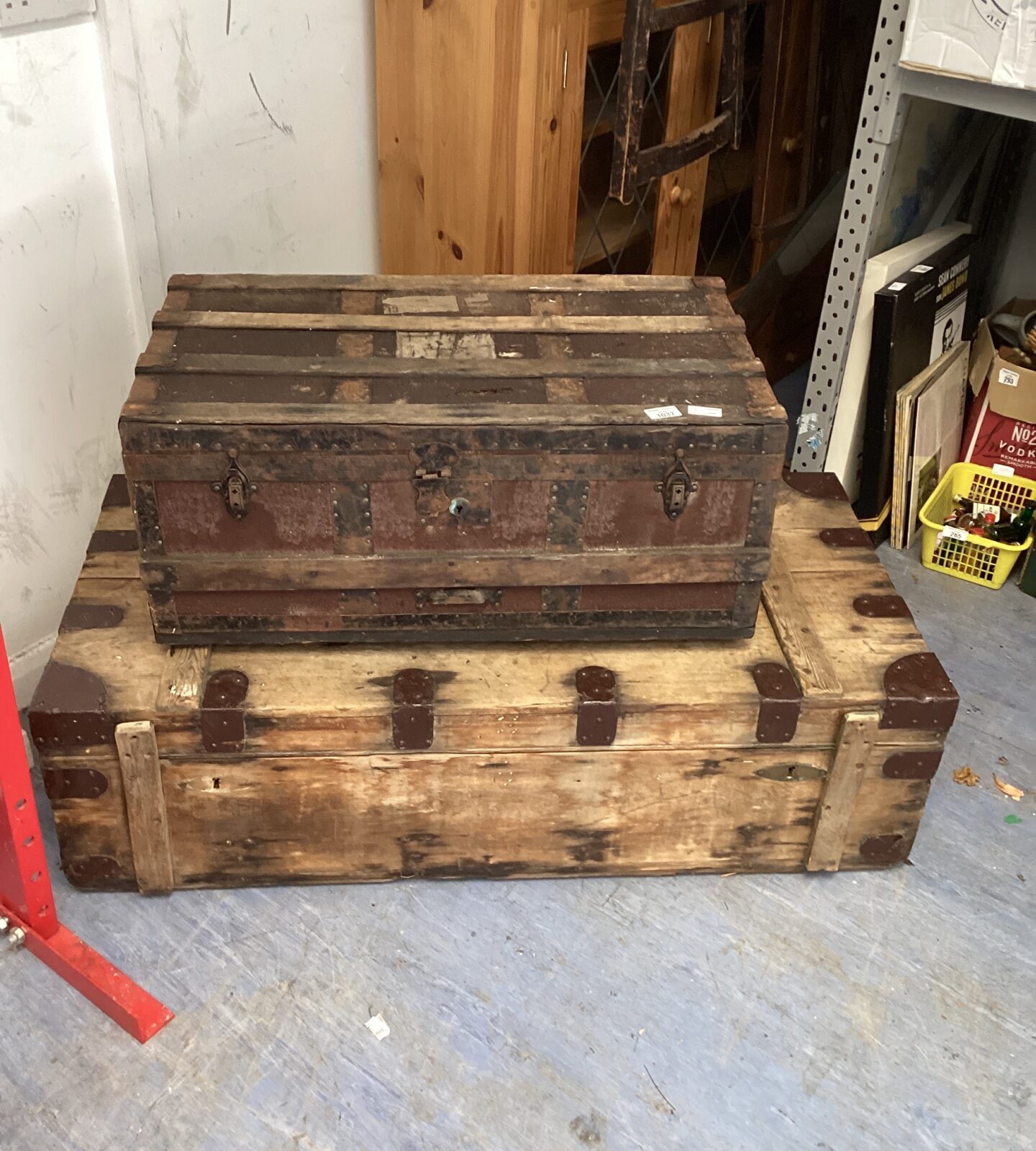 Two vintage wooden Chests