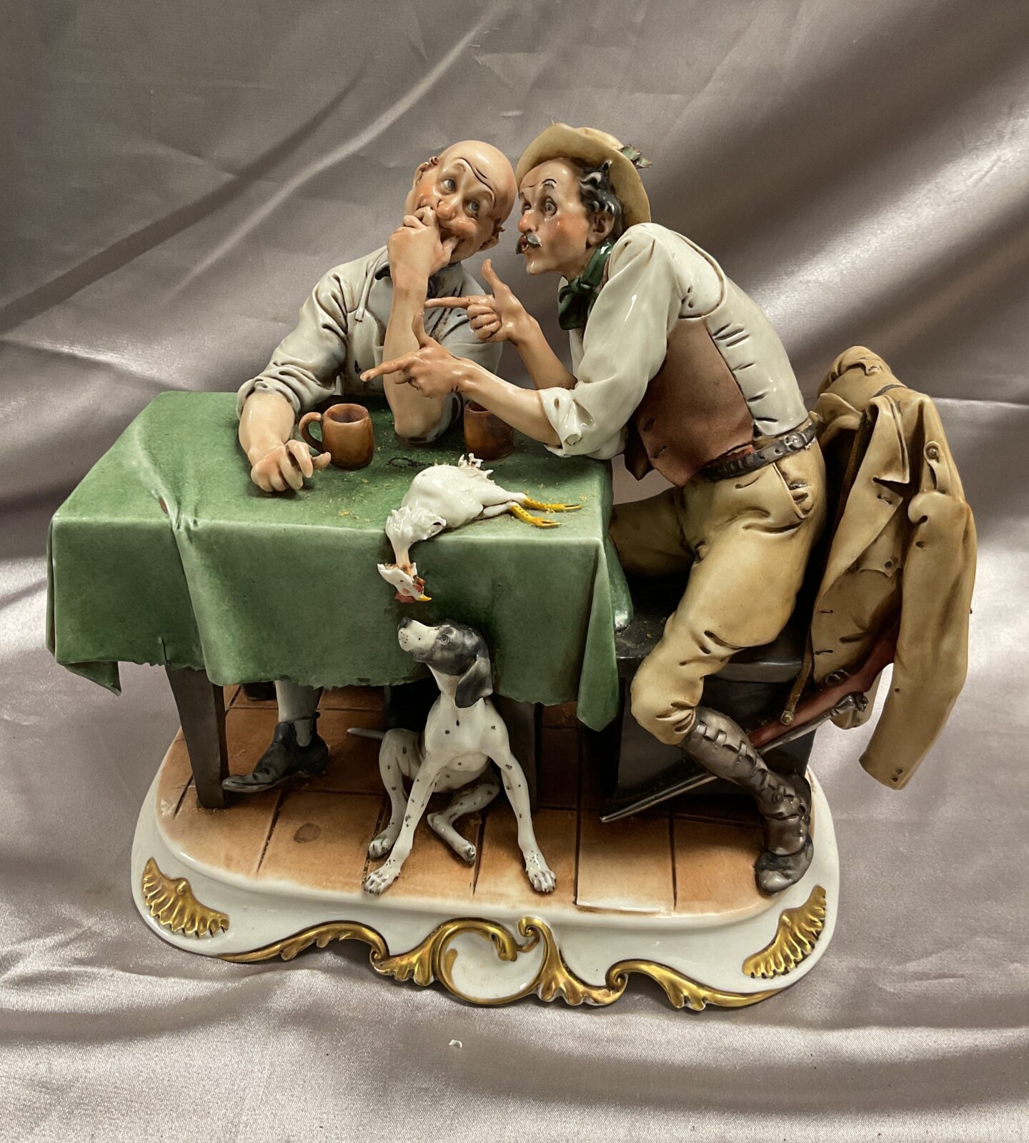 A Cappodimonte figure group hunting tales by gieseppe cappe