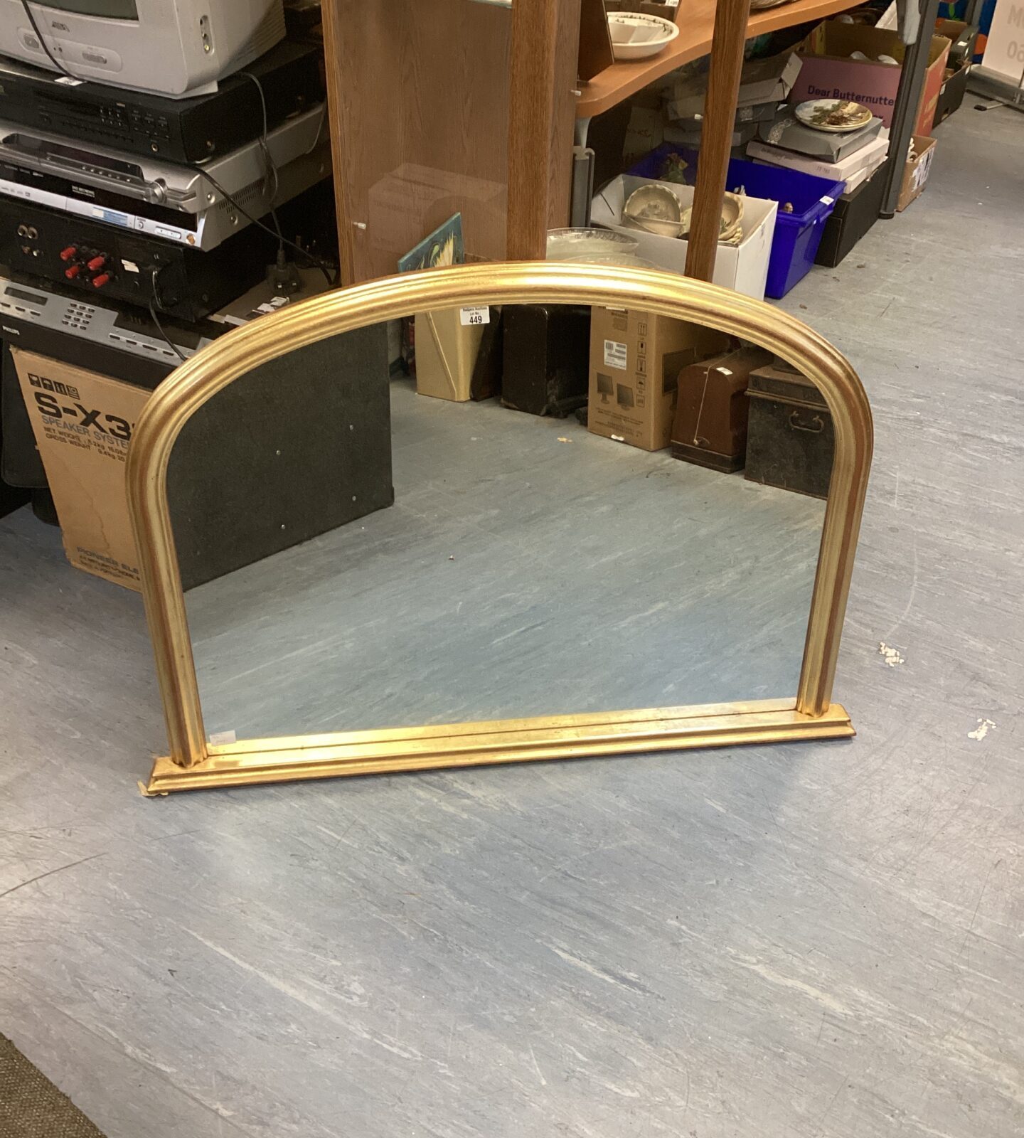 Large Gold painted mantle mirror