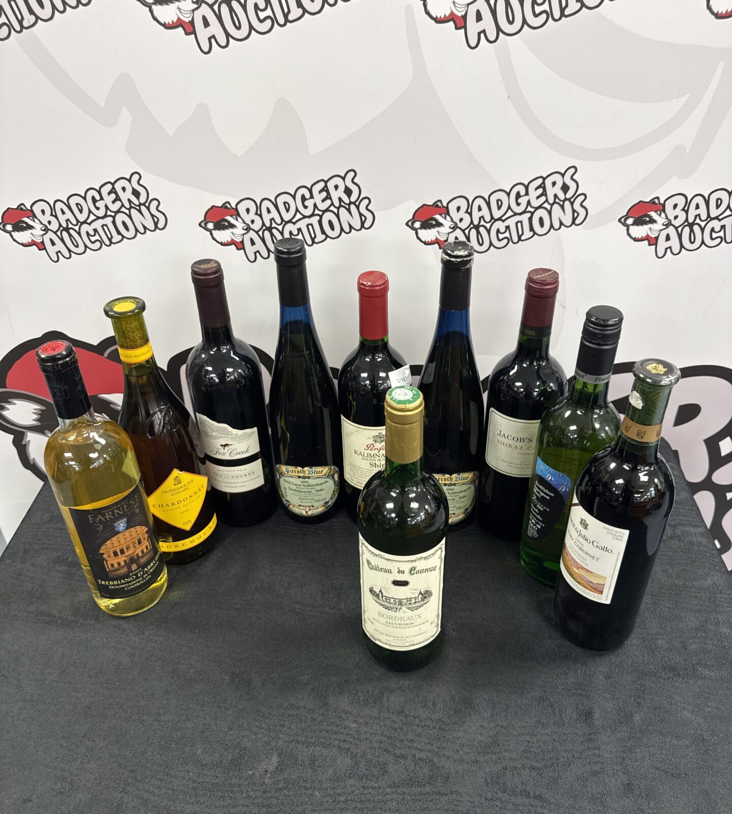 Ten bottles of assorted wines