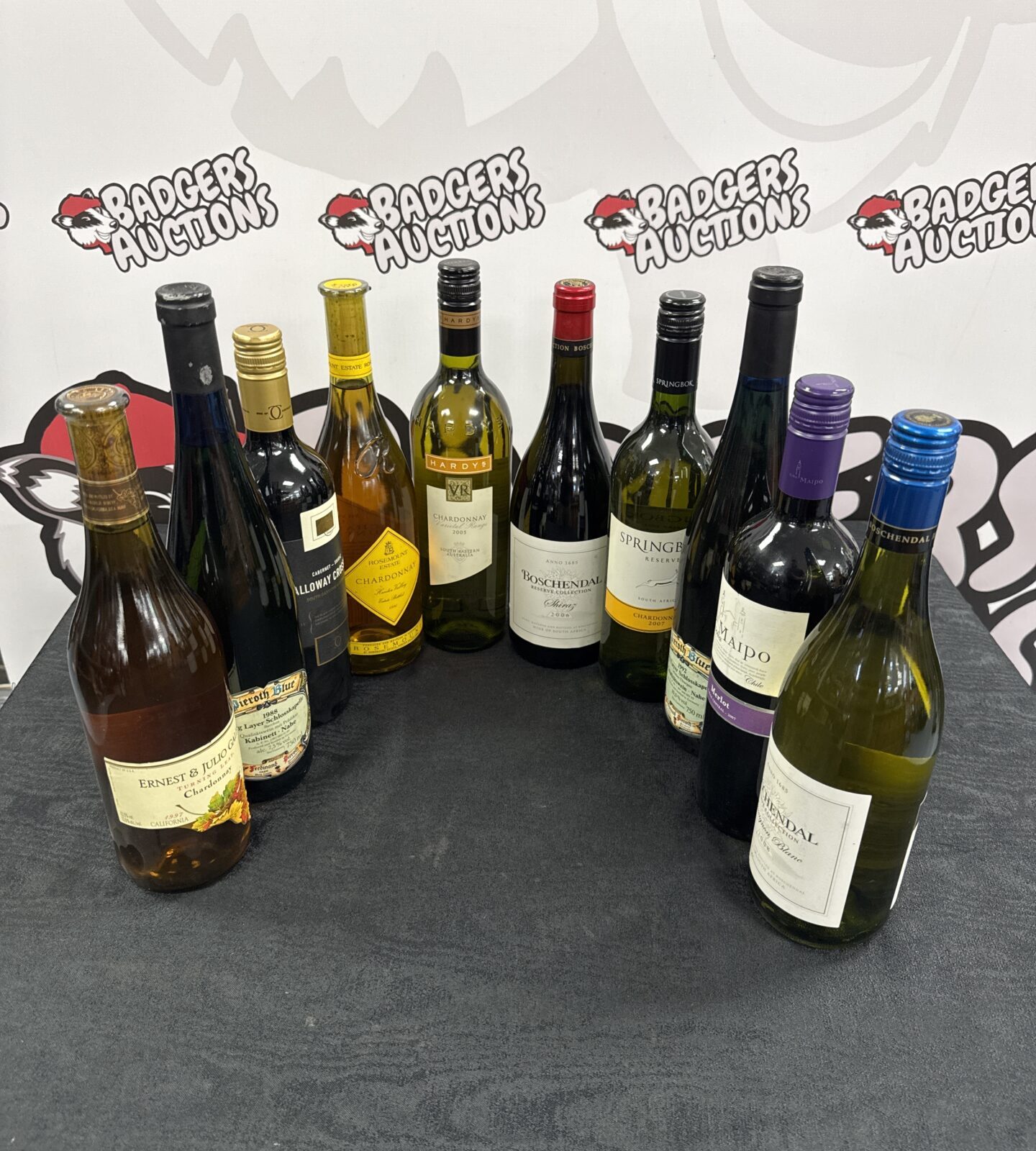 Ten bottles of assorted wines