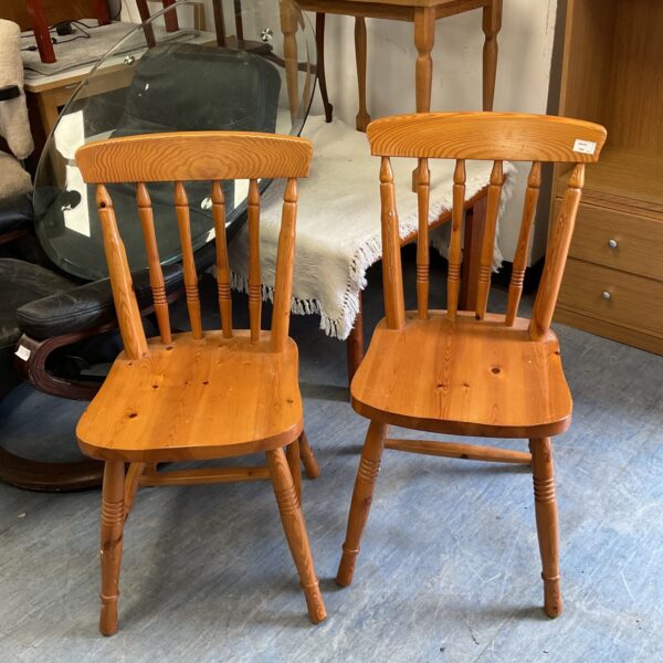 Pair of pine ducal kitchen chairs