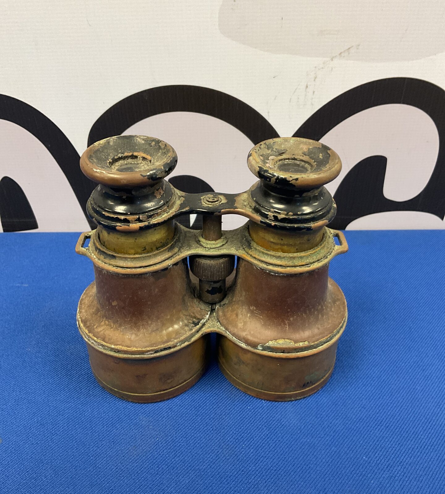 Antique early 20th century brass leather bound binoculars