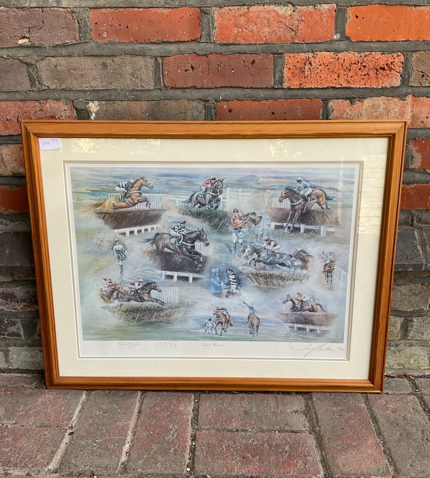 Joy hawker signed limited edition print if race horses signed by artist & jockeys