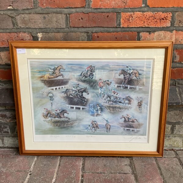 Joy hawker signed limited edition print if race horses signed by artist & jockeys