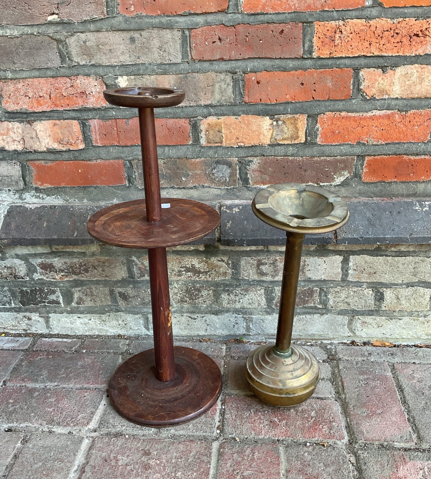 Two vintage floor standing gentlemans club ashtrays