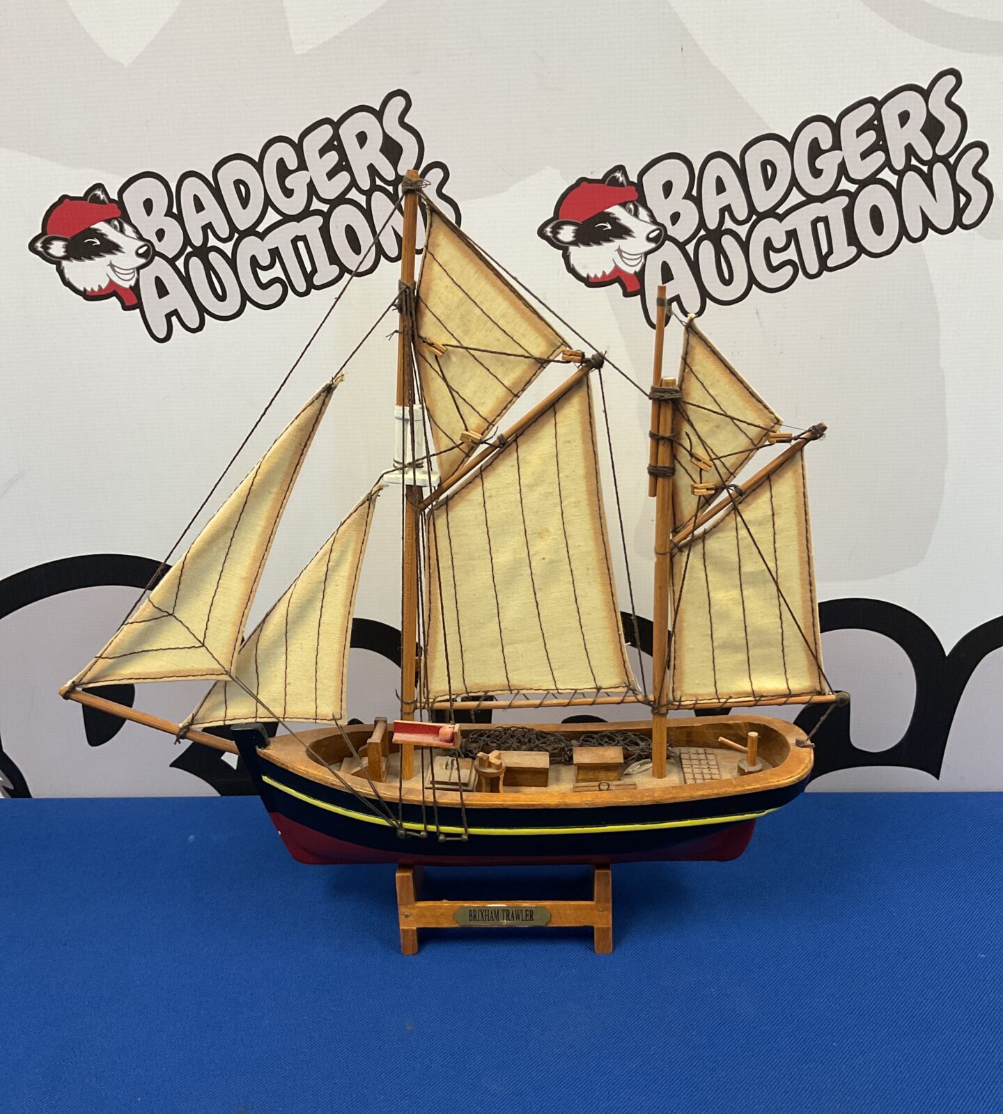 Brixham trawler wooden model sail boat