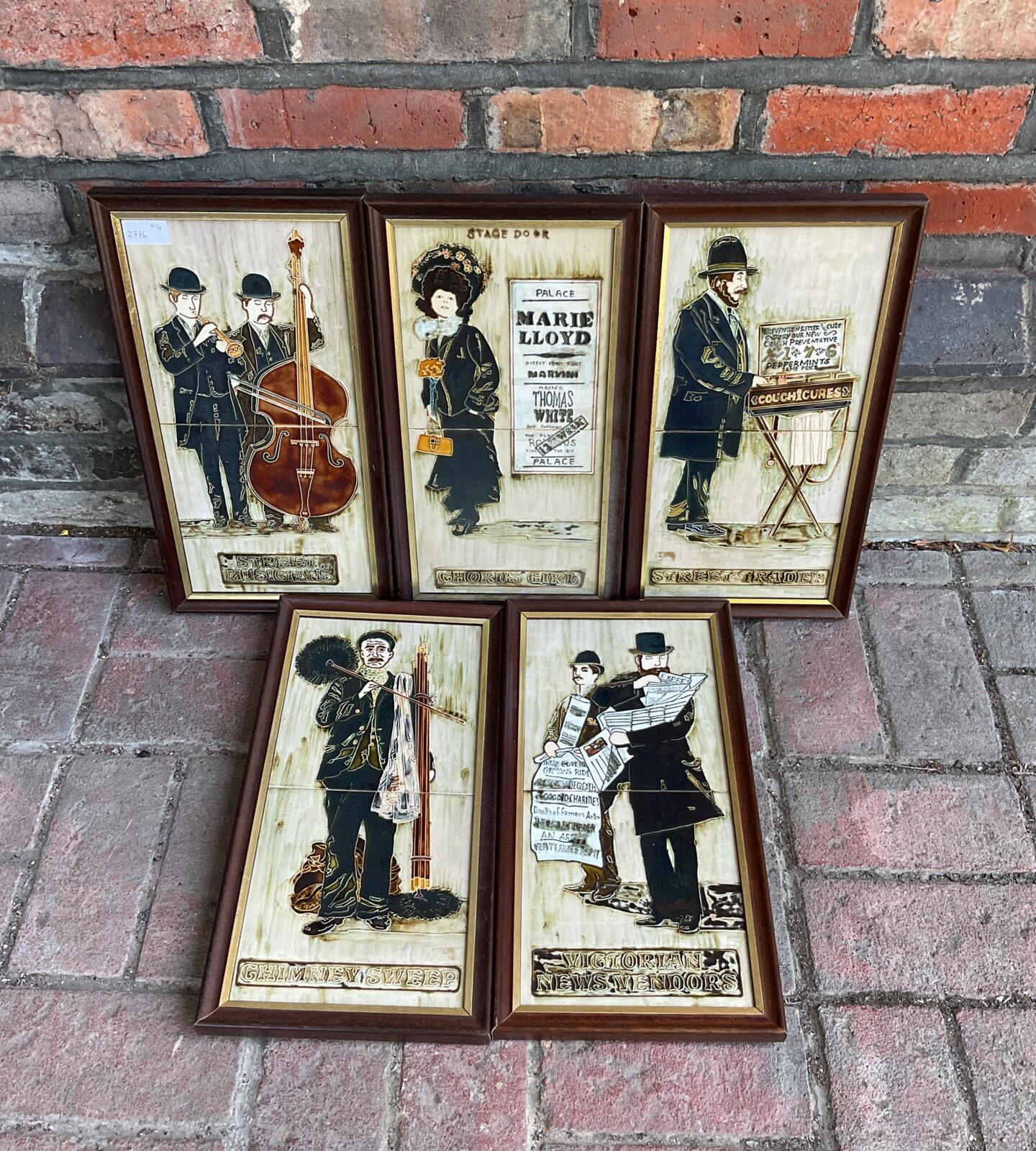 Maw & co framed majolica ceramic Victorian style tiles