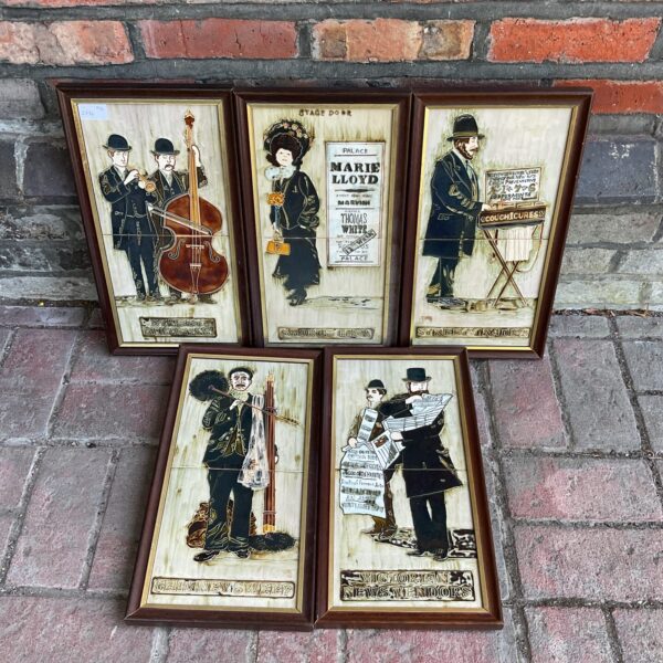 Maw & co framed majolica ceramic Victorian style tiles