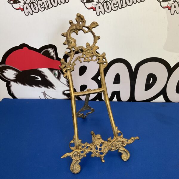 Antique ornate brass picture easel