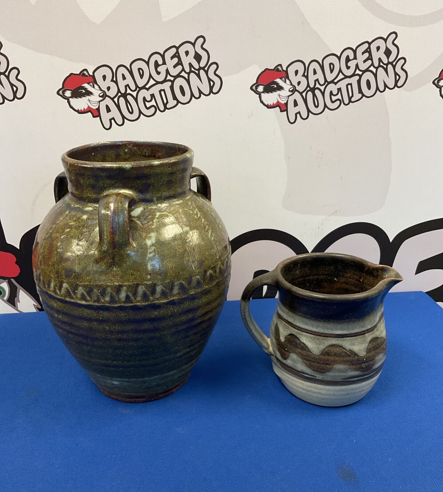 Vintage Nigerian pottery vase & bourton on the water jug