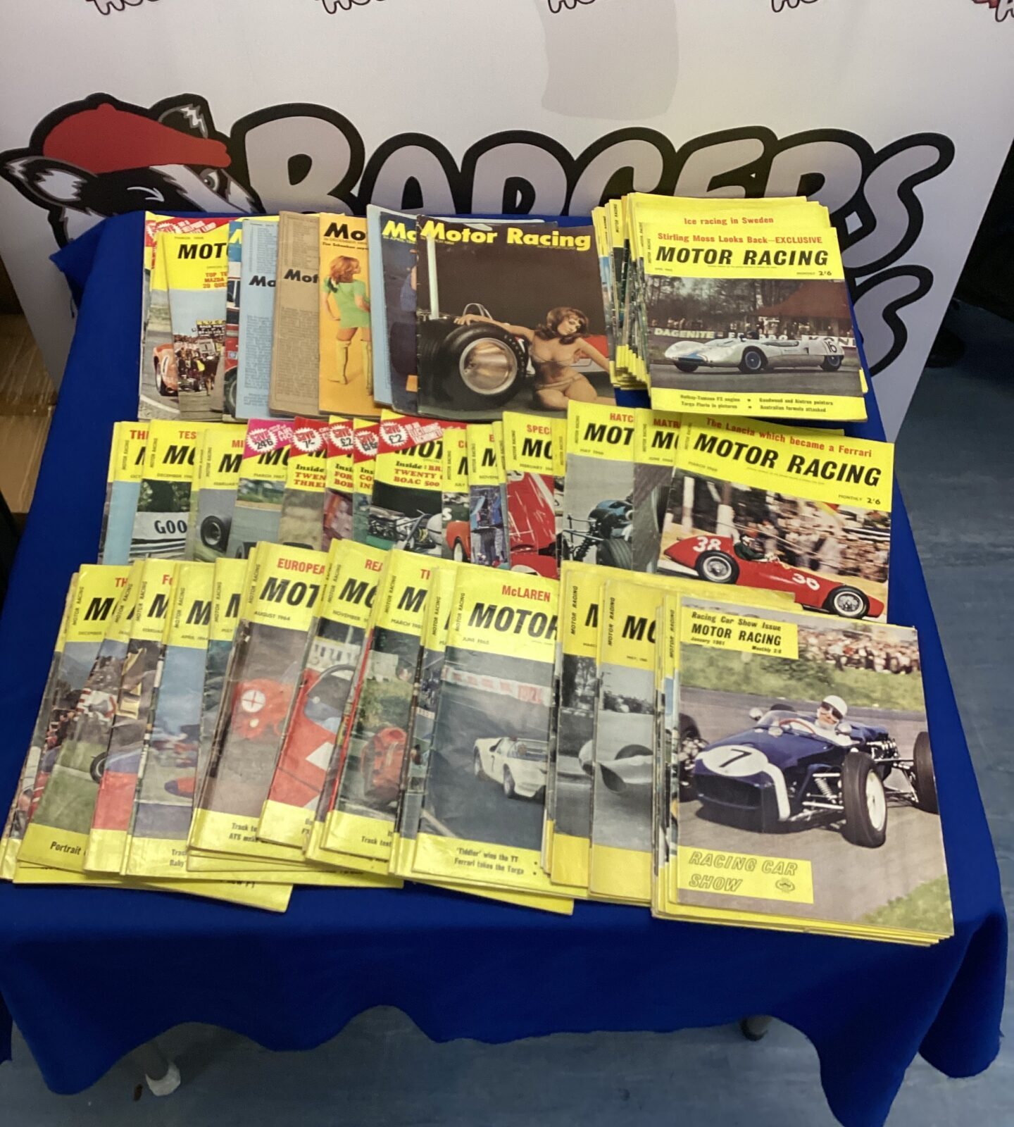 Box of vintage motor racing magazines