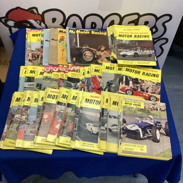 Box of vintage motor racing magazines