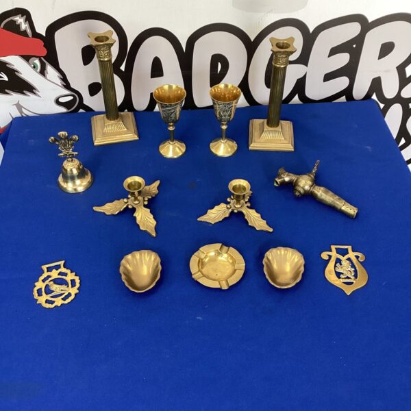 Tray of mixed brassware