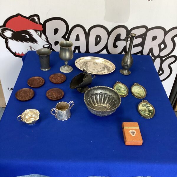 Selection of mixed items inc  vintage pewter bowl