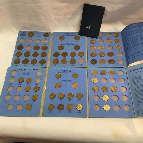 quantity of British coin collectors folders with some 3d and Half Penny  coins
