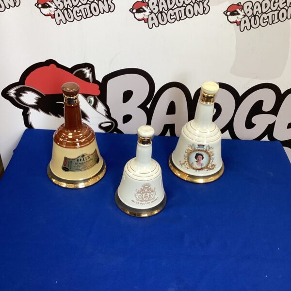 Three empty Bells porcelain Whisky Bells