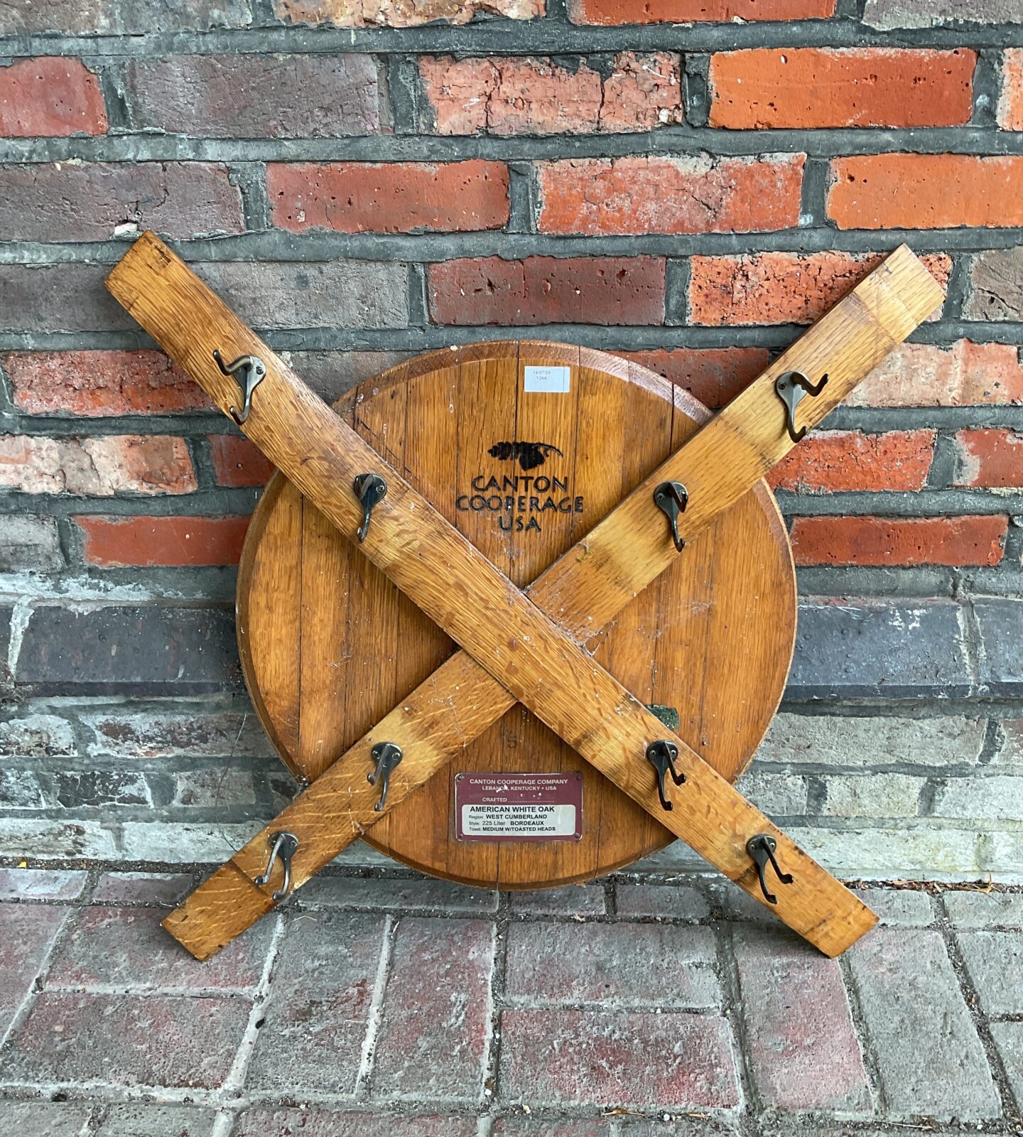 Canton cooperage usa white oak whisky barrel lid coat rack