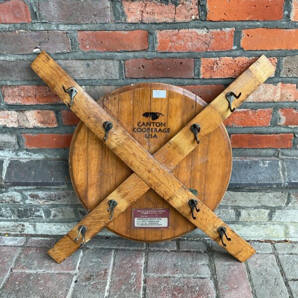 Canton cooperage usa white oak whisky barrel lid coat rack