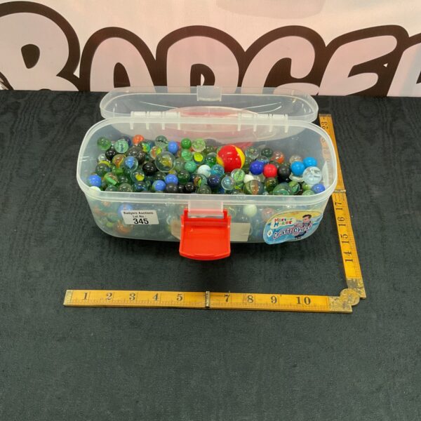 Tub of mixed marbles