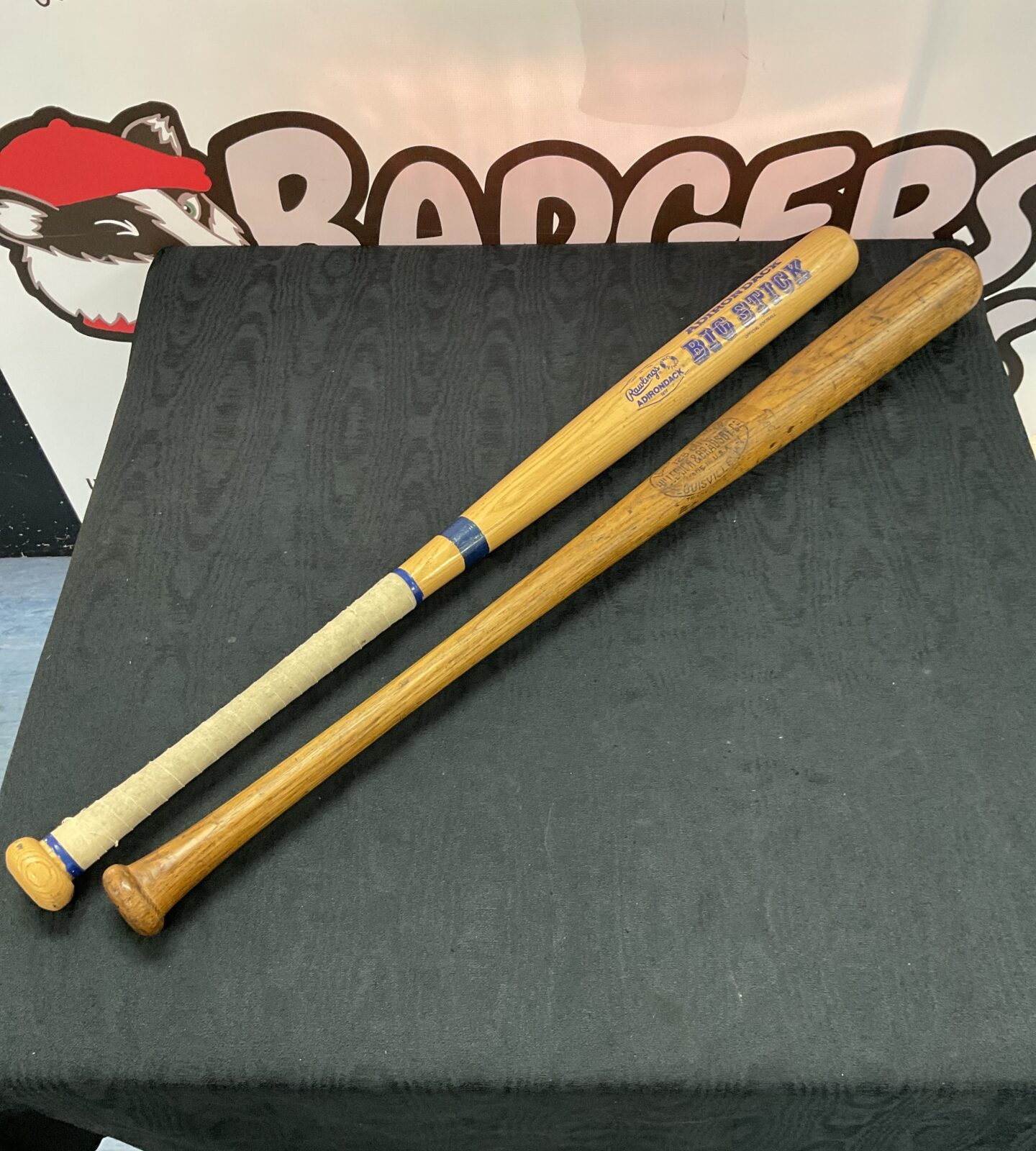two base ball bats one 1930s Louisville slugger high wycombe baseball team 1939/40