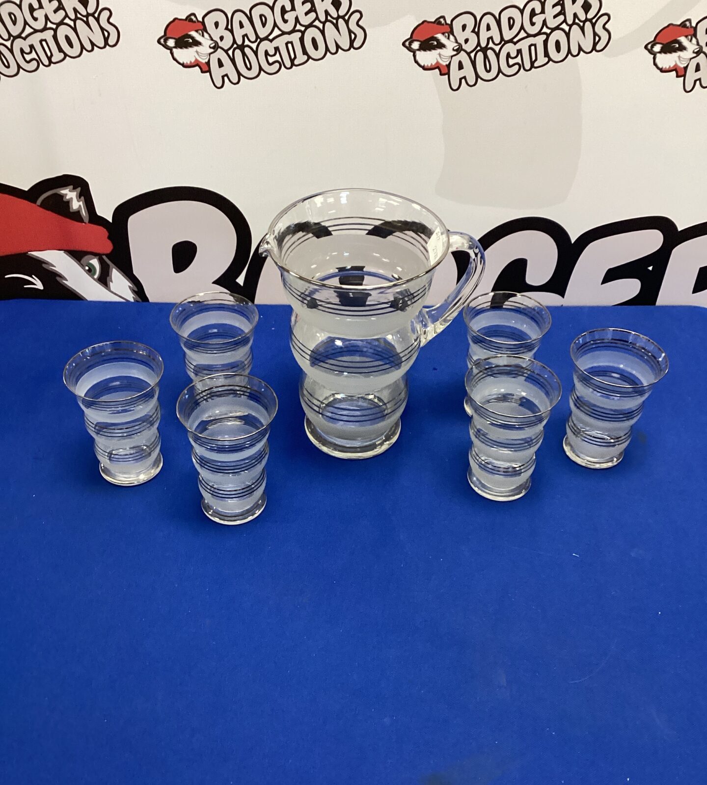 Art Deco Style Drinks Pitcher with six glasses
