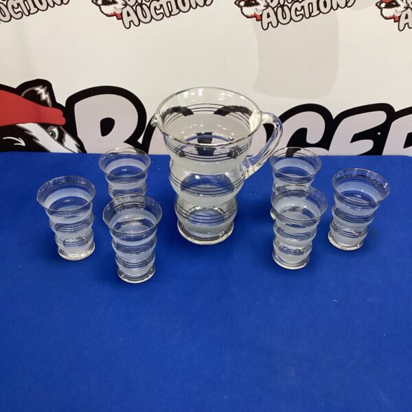 Art Deco Style Drinks Pitcher with six glasses