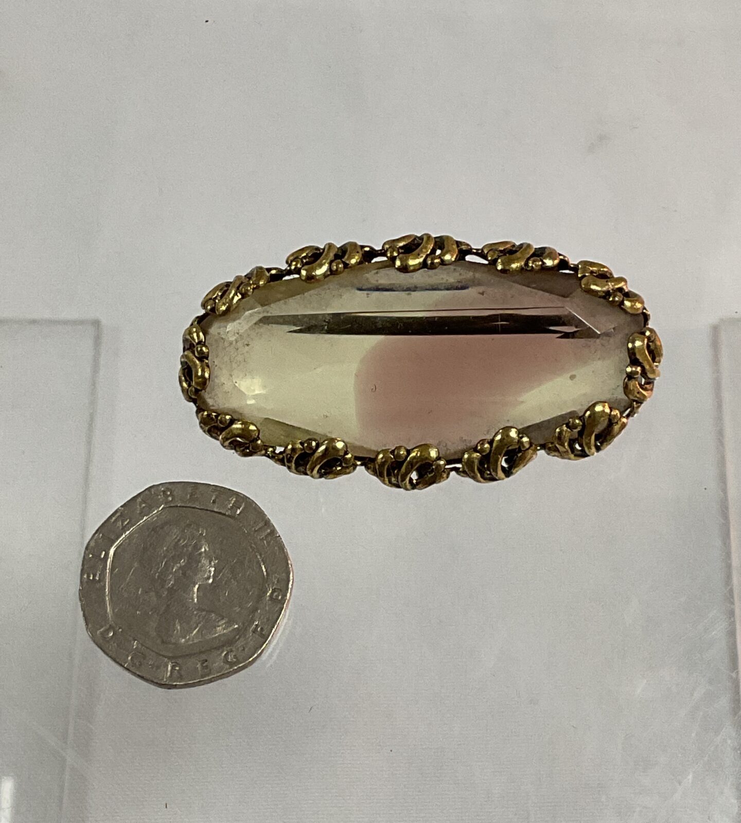 vintage decorative smoky quartz brooch circa 1900