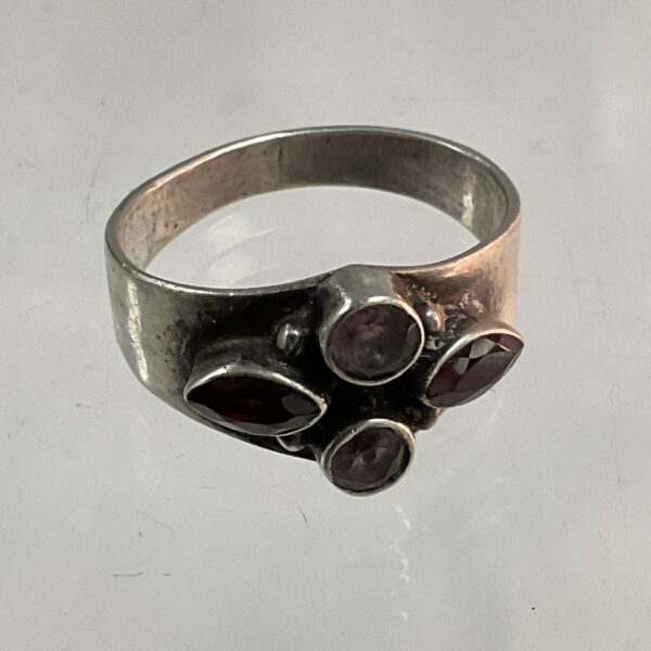modern Ruby and amethyst four stone ring size o