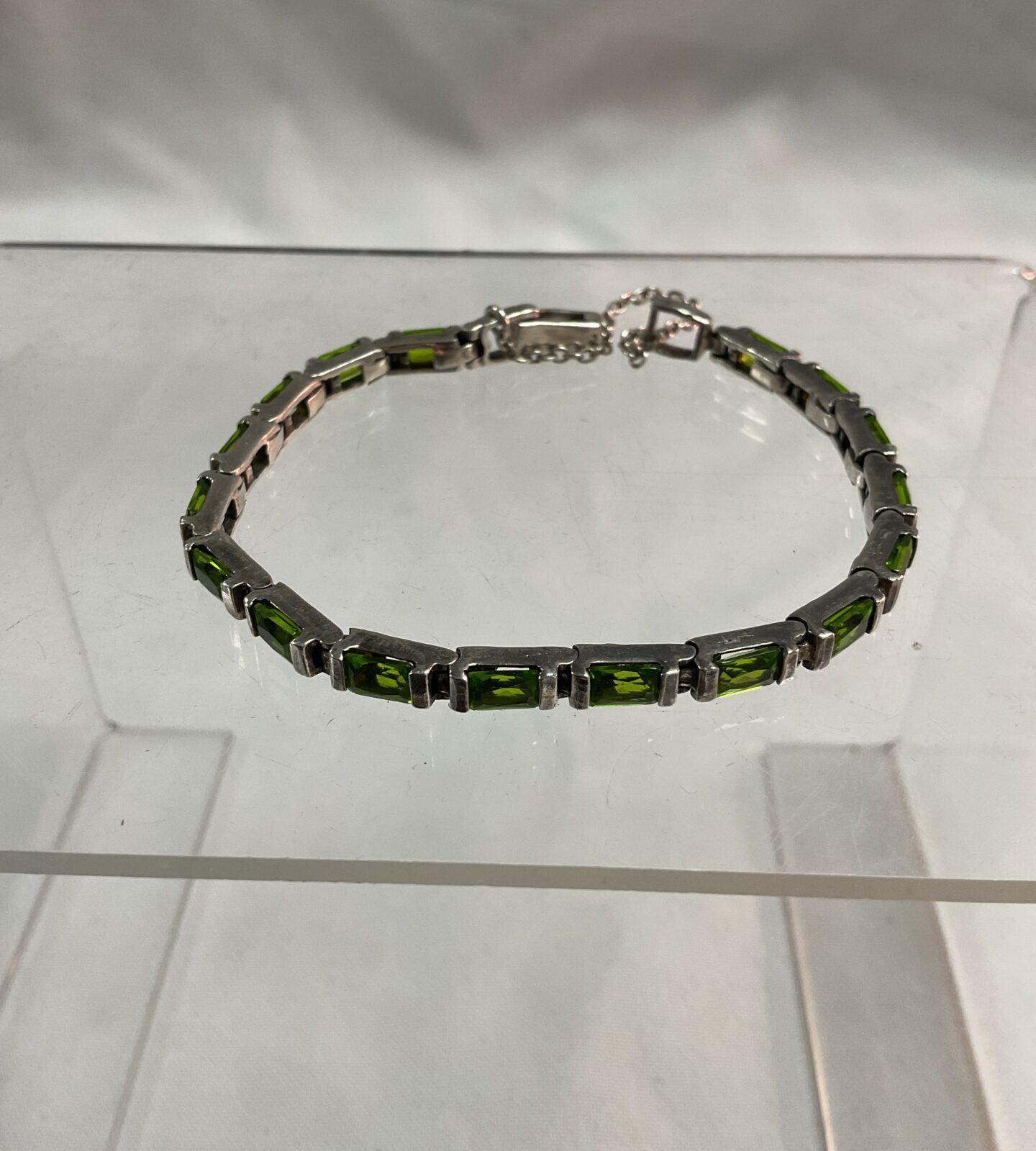 925 silver green peridot stone bracelet