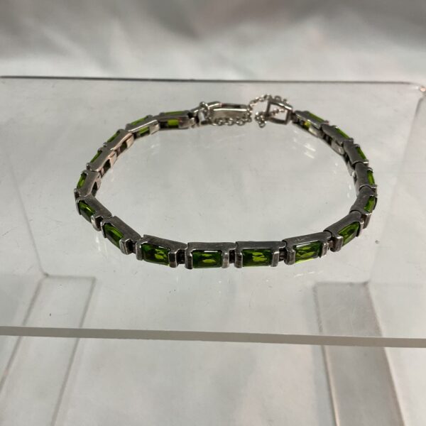 925 silver green peridot stone bracelet