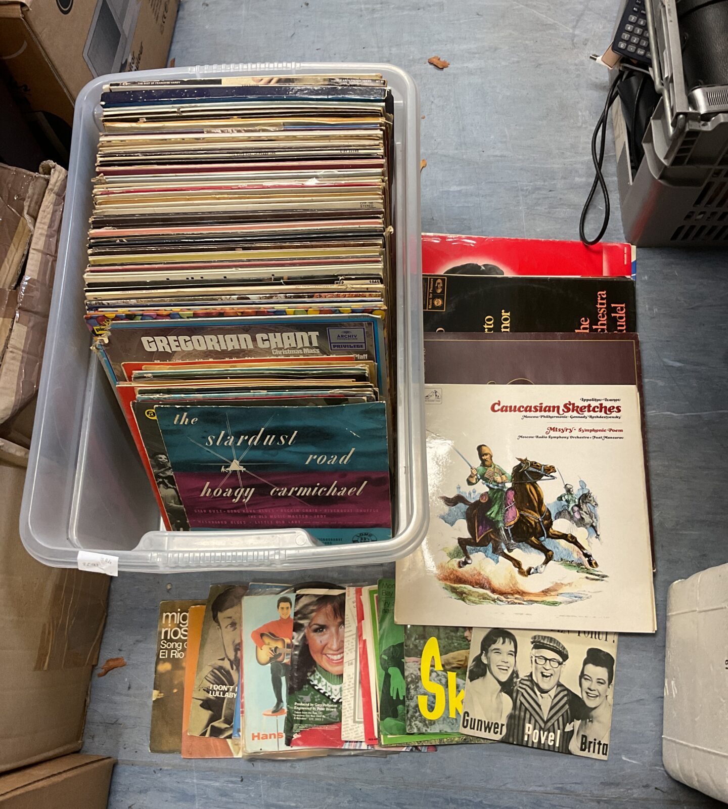 Box of 12” & 7” vinyl records