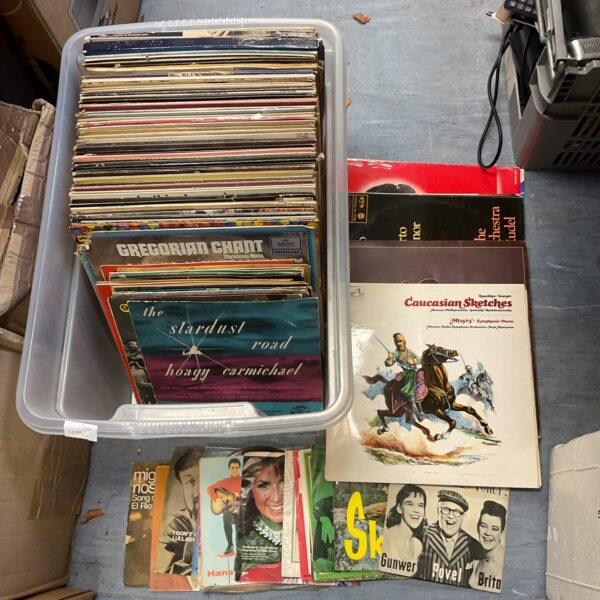 Box of 12” & 7” vinyl records