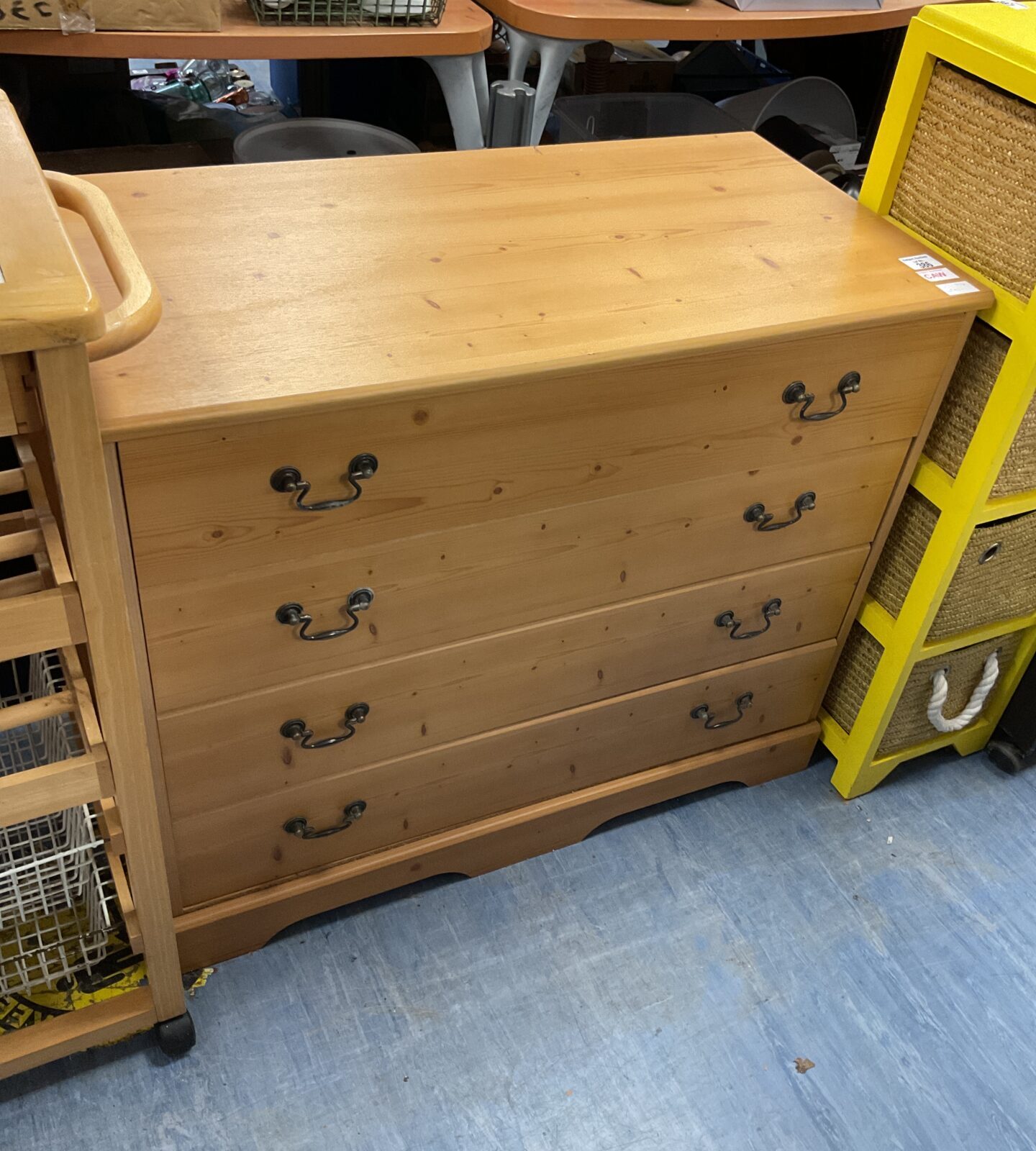 Four drawer pine chest of drawers