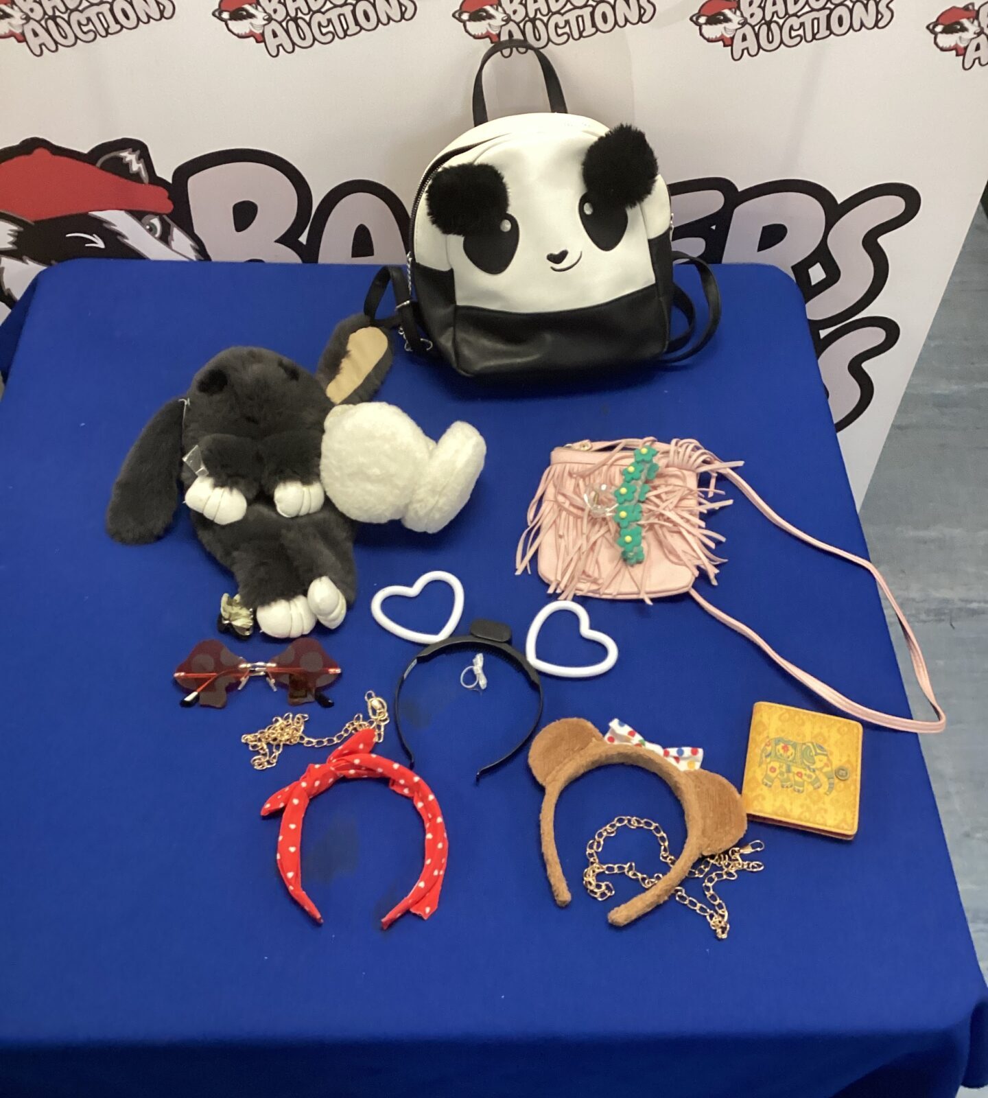 Kids panda rucksack with head bands, glasses f purse