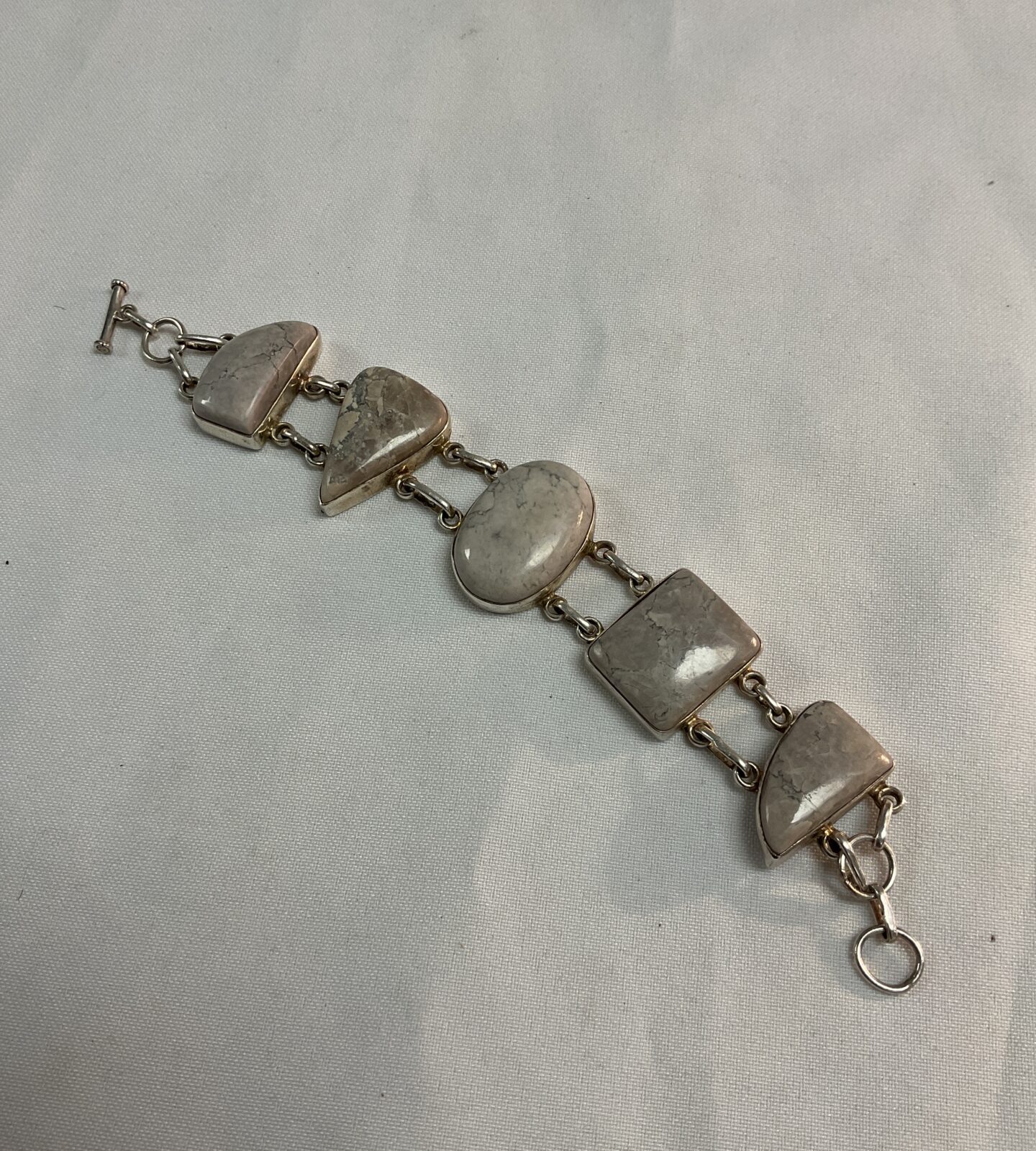 925 silver agate stone T bar bracelet