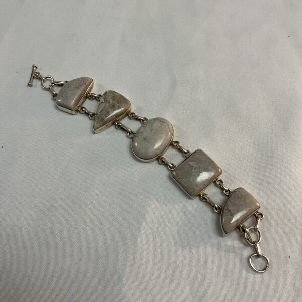 925 silver agate stone T bar bracelet