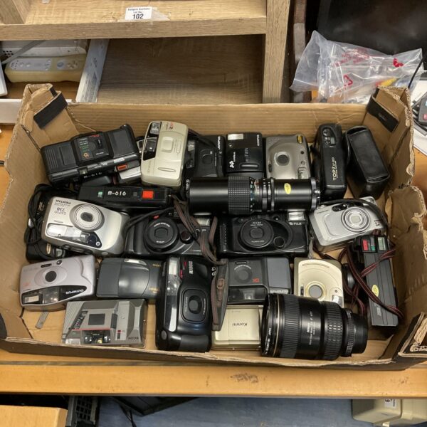 Large lot of 35mm cameras & lenses including nikon ed if 077 lens