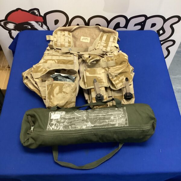 British army desert issue assault vest with two tents