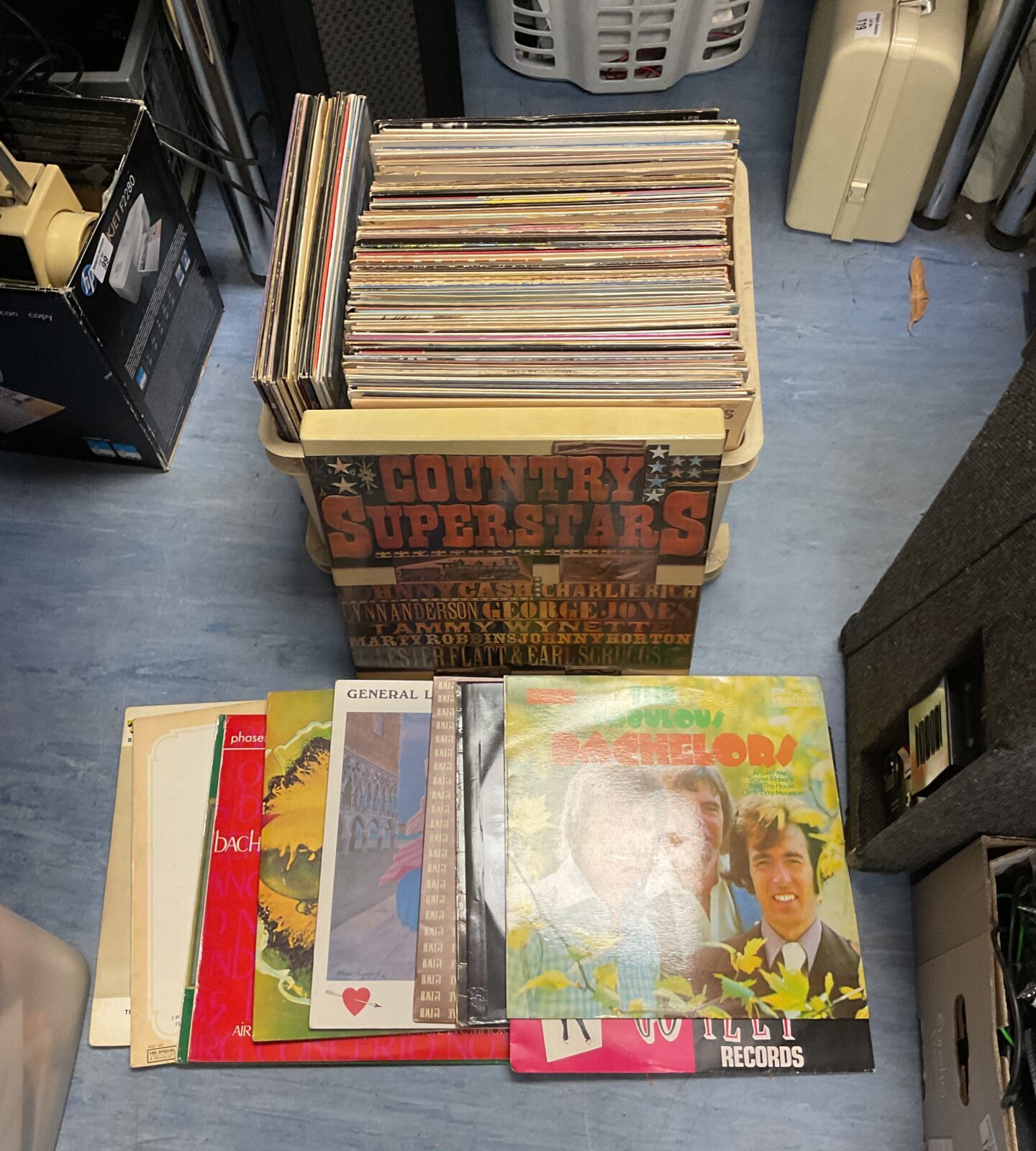 Collection of 12” vinyl records including country music