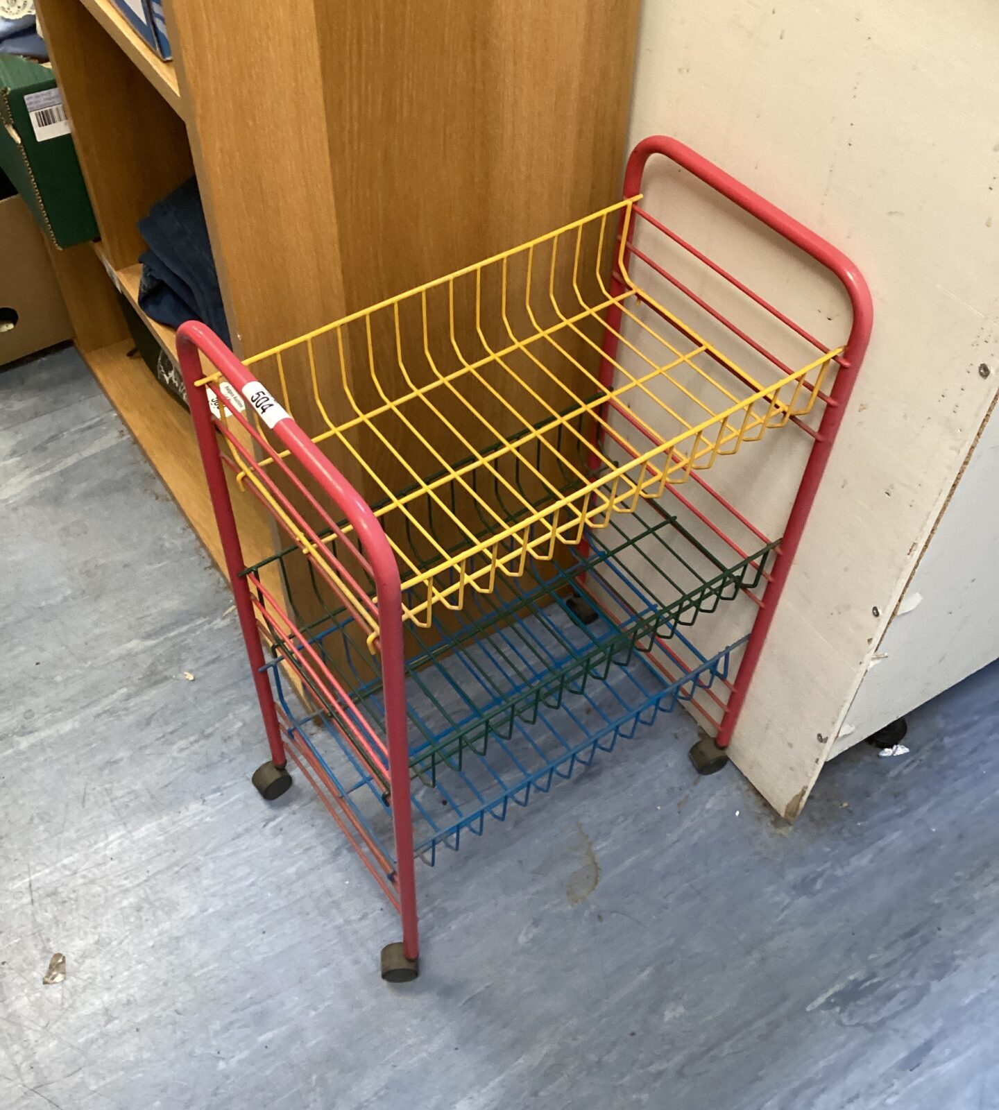 Small three tier wire racking trolley
